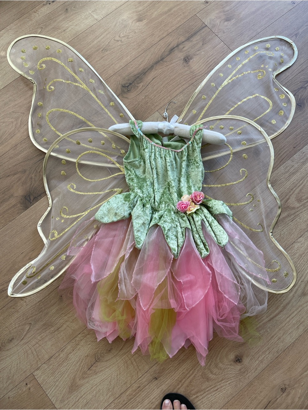 Girls Fairy Flower Tutu Costume - Green and Pink - Picture 4 of 7